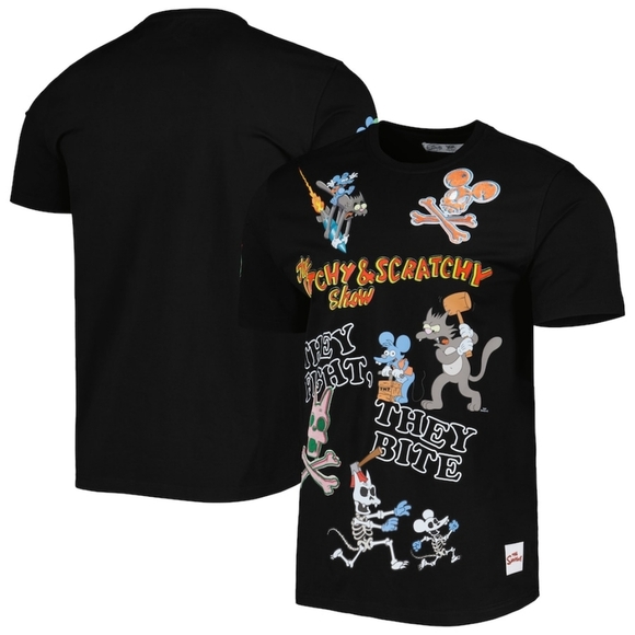 The Simpsons Freeze Max Itchy & Scratchy T-Shirt And Shorts Set - Black - Picture 1 of 7